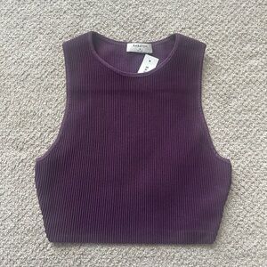 NWT Babaton Deep Purple Ribbed Tank Top